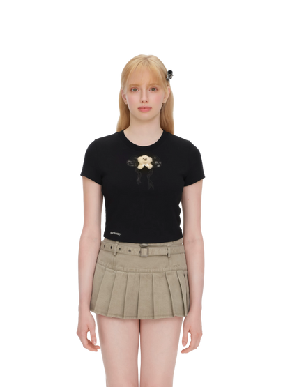 Spring/Summer 2026 Lace Bow Short Sleeve T-shirt