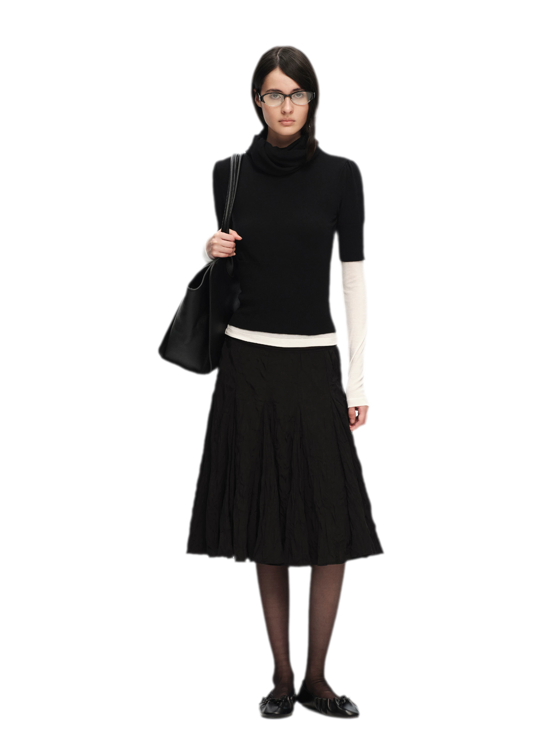 Wool-Blend Scarf-Neck Knit Top