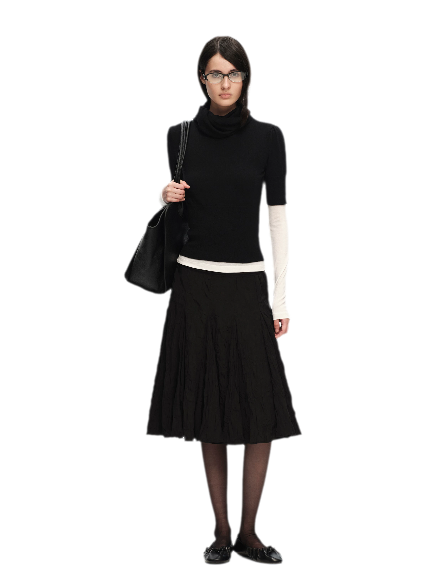 Wool-Blend Scarf-Neck Knit Top