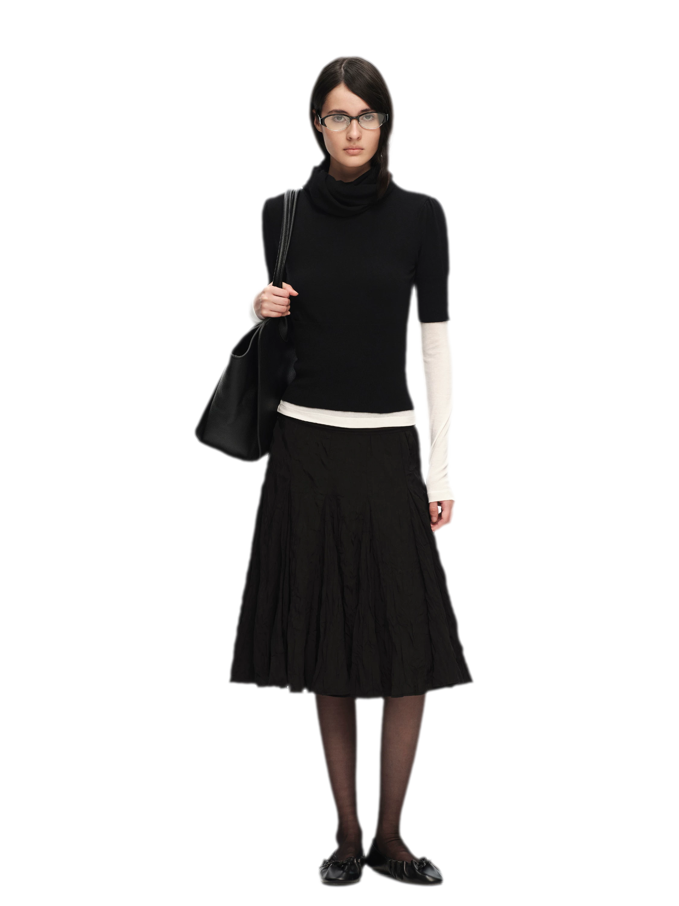 Wool-Blend Scarf-Neck Knit Top