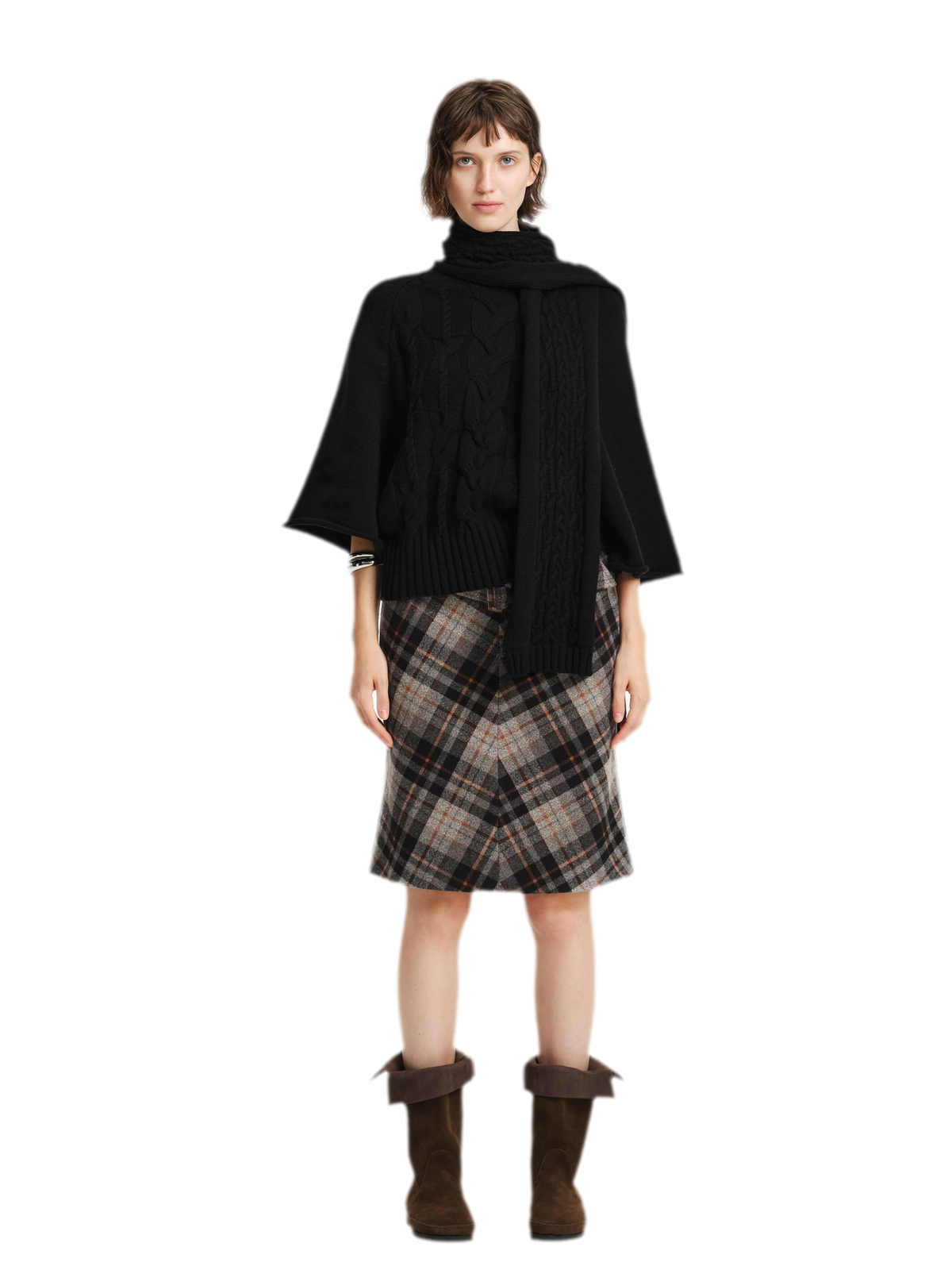Kabelstrick-Cape-Pullover