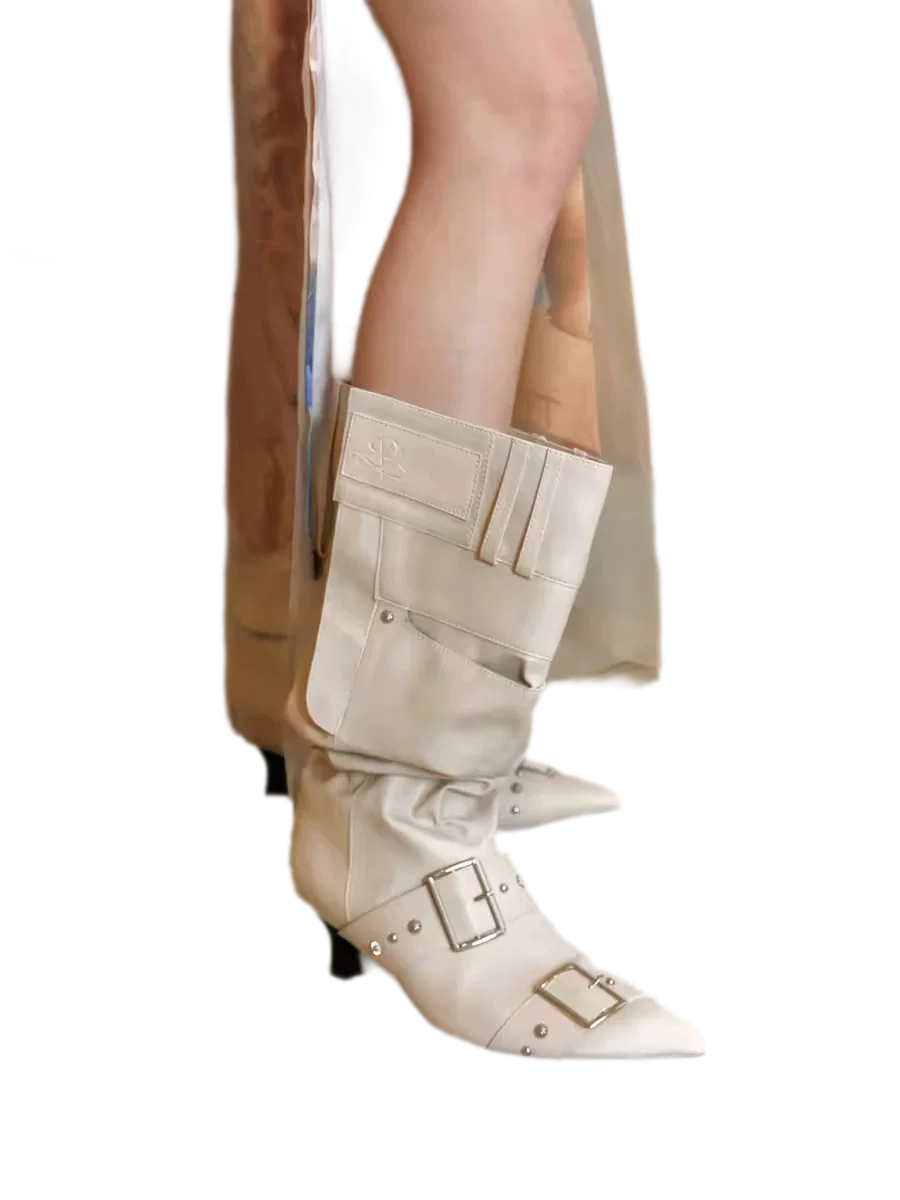 Gebürstete Slouchy-Kniehohe Stiefel