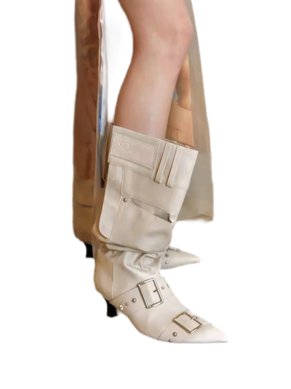 Gebürstete Slouchy-Kniehohe Stiefel
