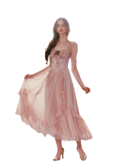 Violet Heliotrope Victorian Mesh Dress