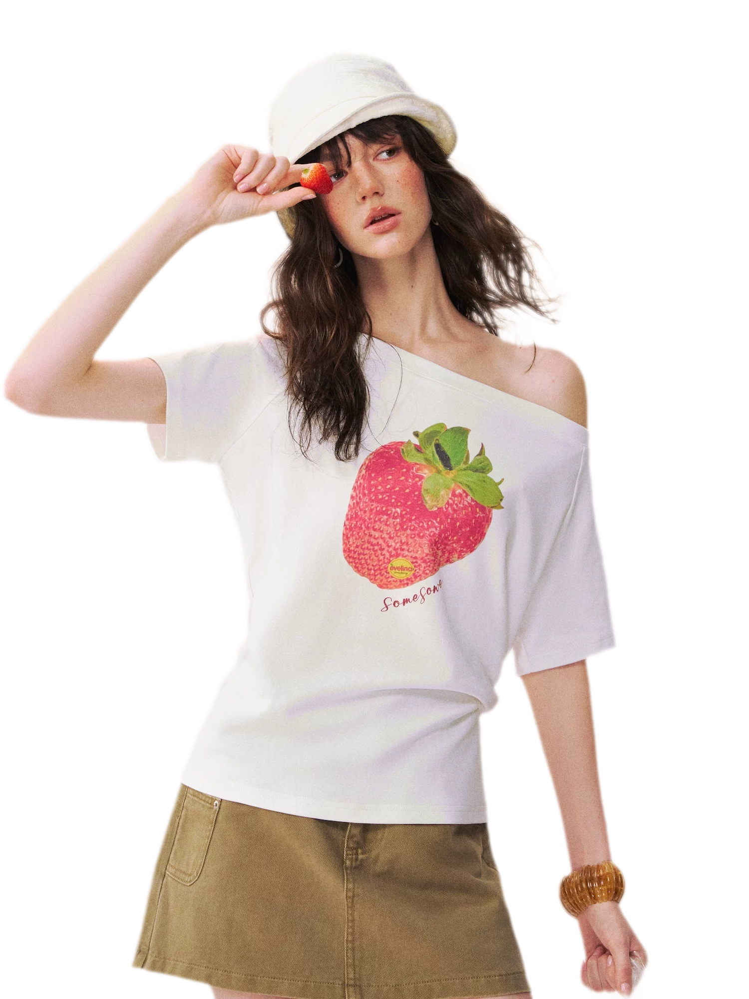 Dopamine Strawberry One-Shoulder Tee