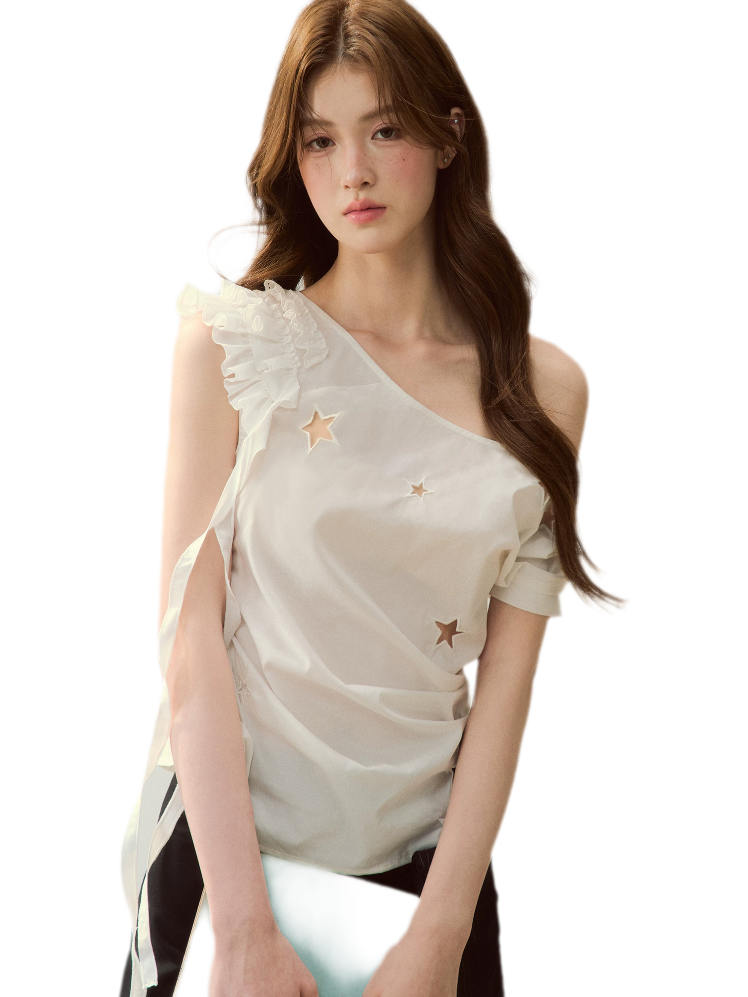 Star Embroidery Asym Shirt