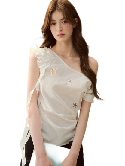 Star Embroidery Asym Shirt
