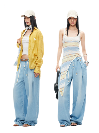 Tencel Denim Loose Wide-Leg Pants