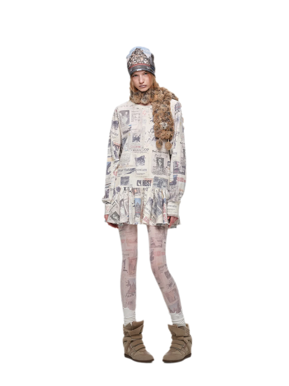 Vintage Cat Print Tights