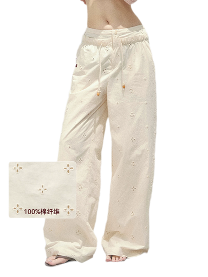 Wide-Leg Embroidered Pants