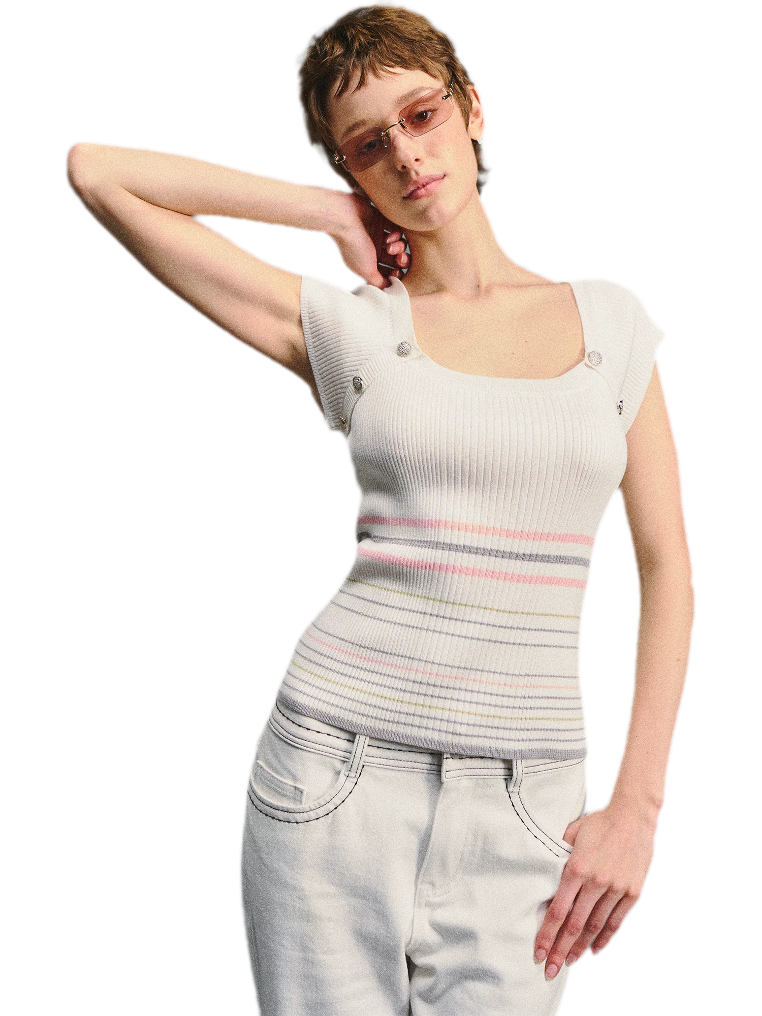 Raglan Stripe Slim Top