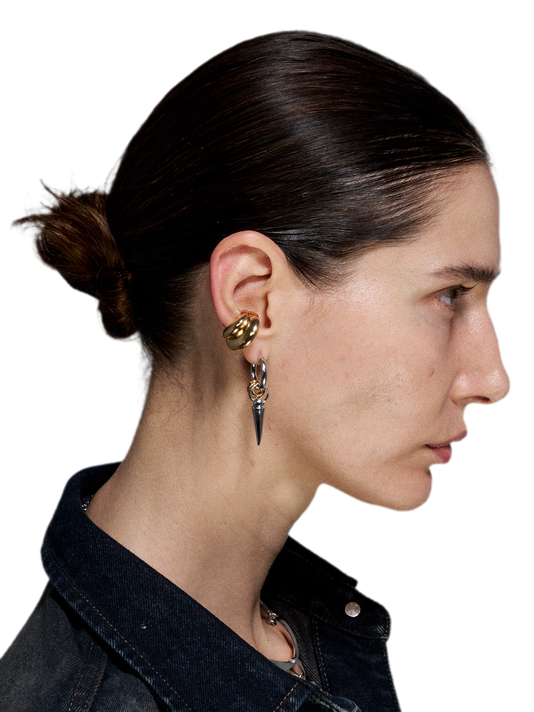 Gold &amp; Silver Tooth Design Earrings