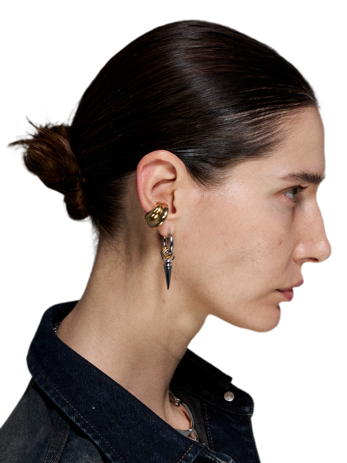Gold &amp; Silver Tooth Design Earrings