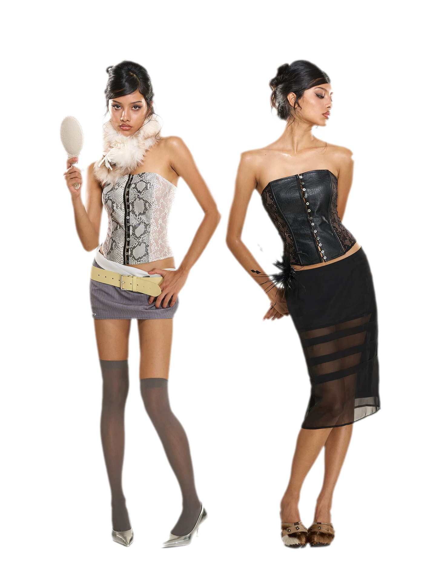 Snakeskin Lace Boned Bustier Top