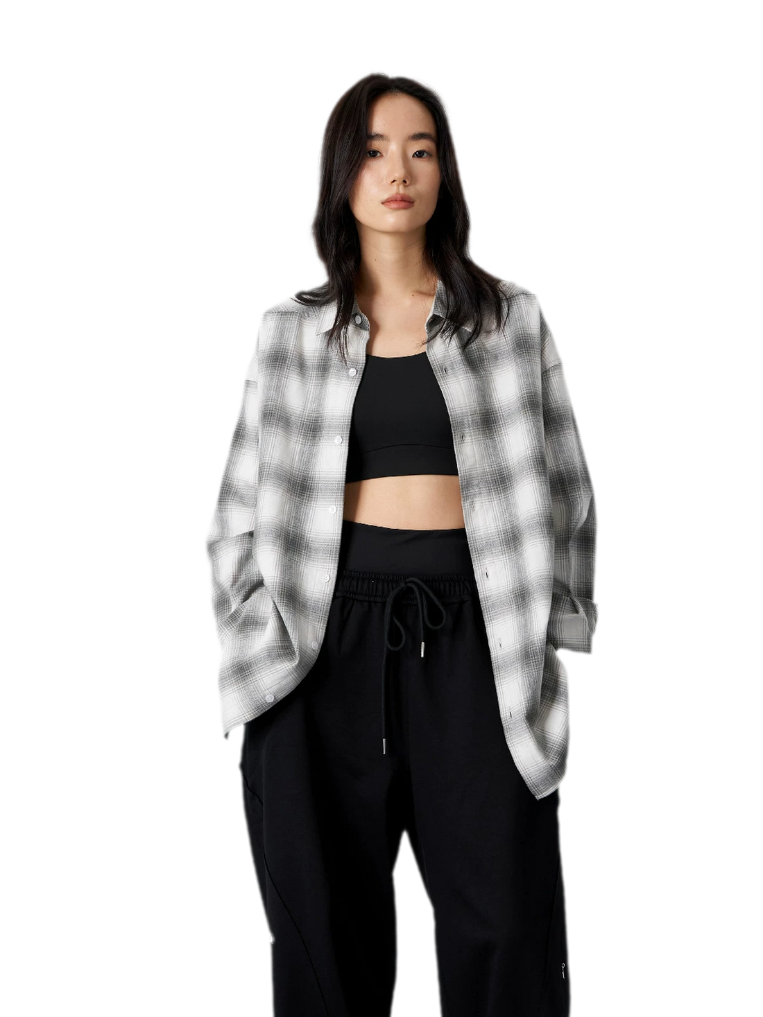 Textured Yarn-Dyed Plaid Overshirt