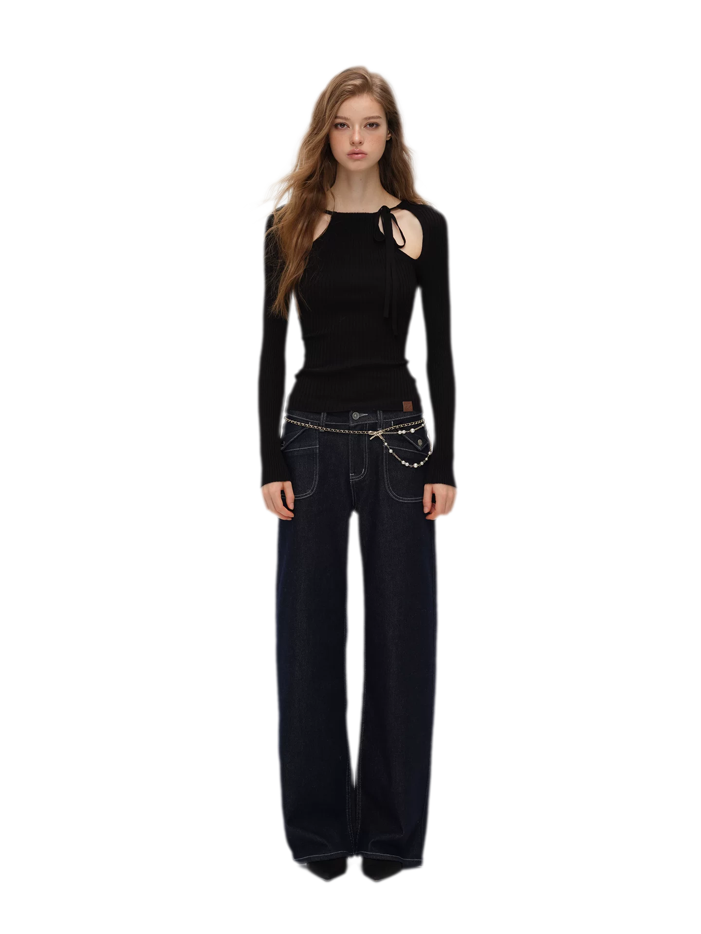 Ribbed Cutout Adjustable-Strap Knit Top