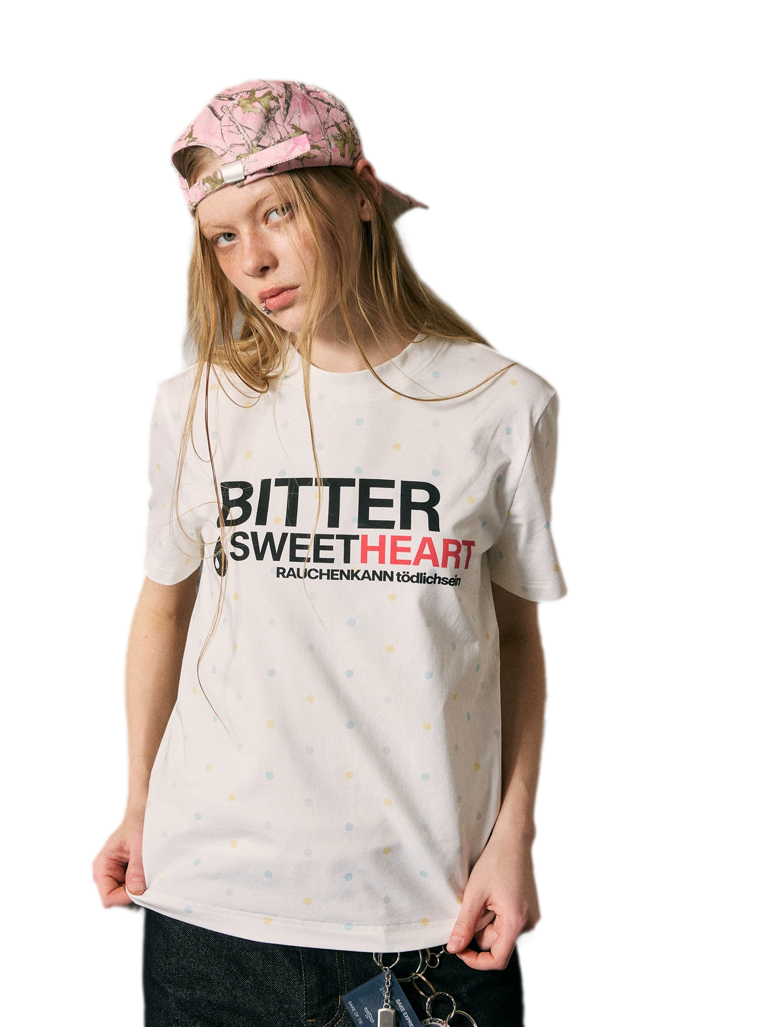 Colorful Polka-Dot Fitted T-Shirt
