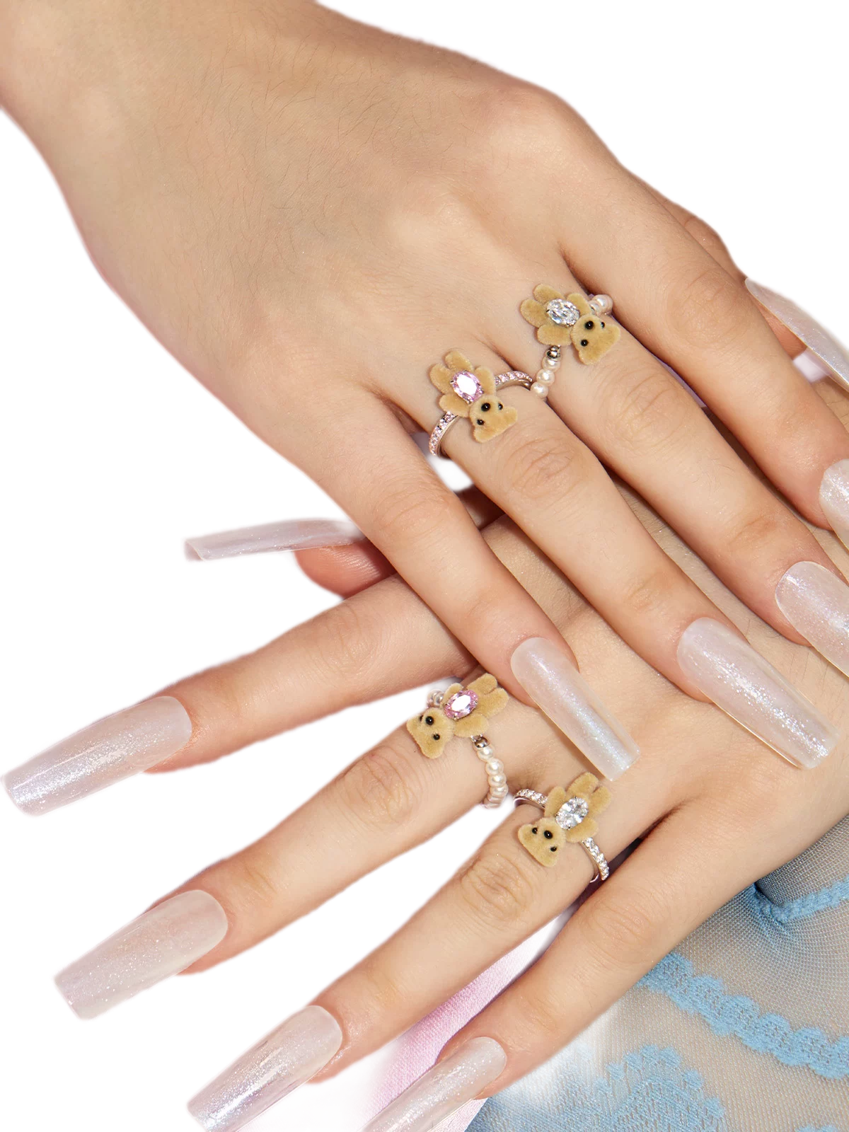 Velvet Mini Bear Pearl Ring