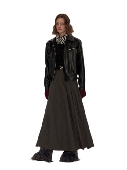 Textured Oversized Leather-Look Jacket