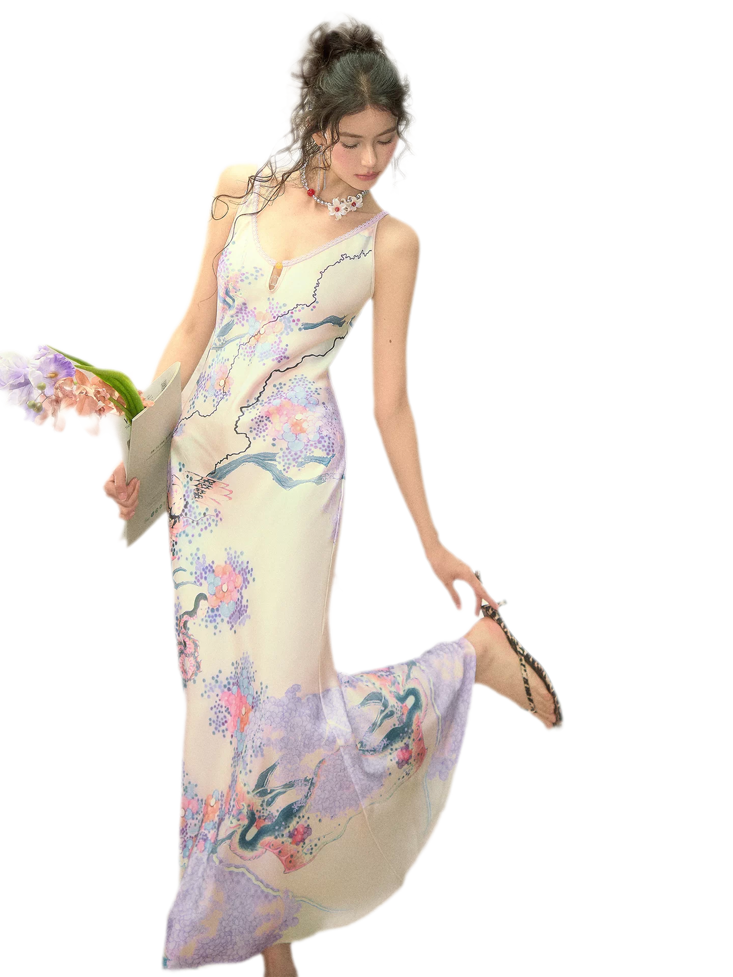 Satin Fishtail Slip Dress