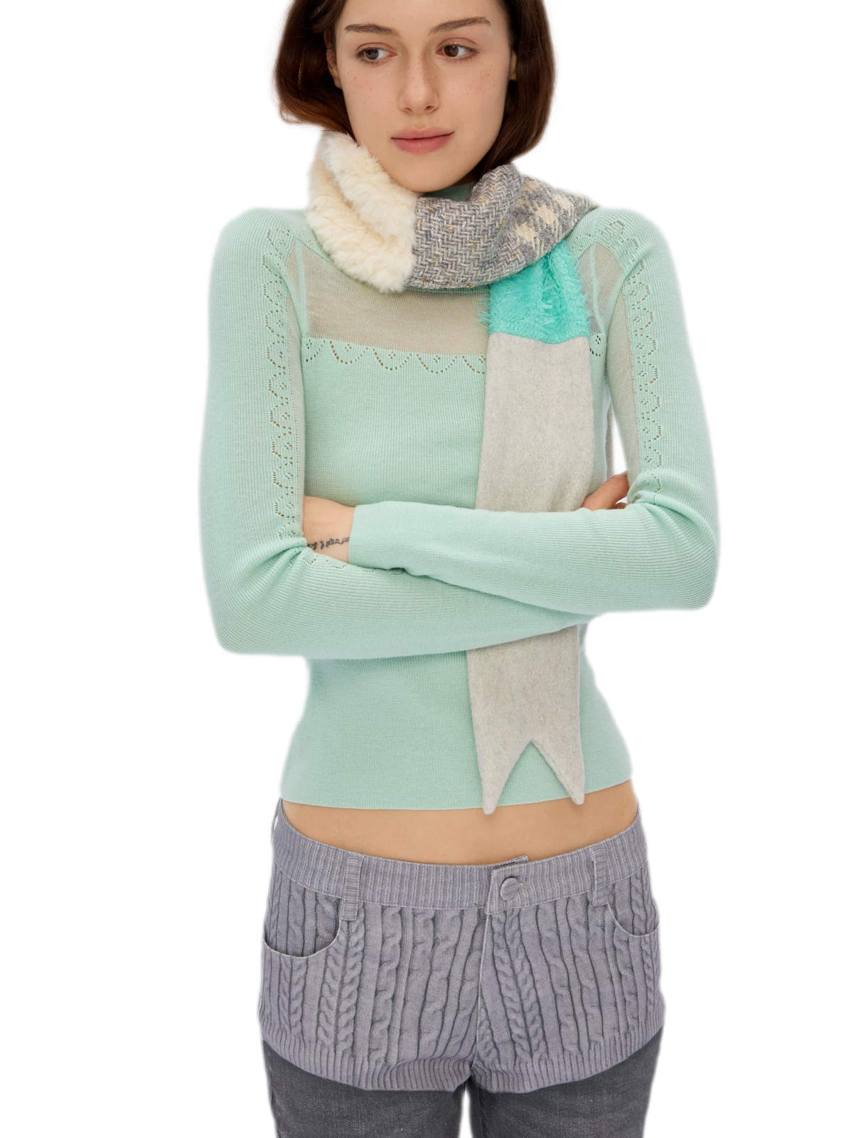 Wool Color-Block Rectangular Scarf