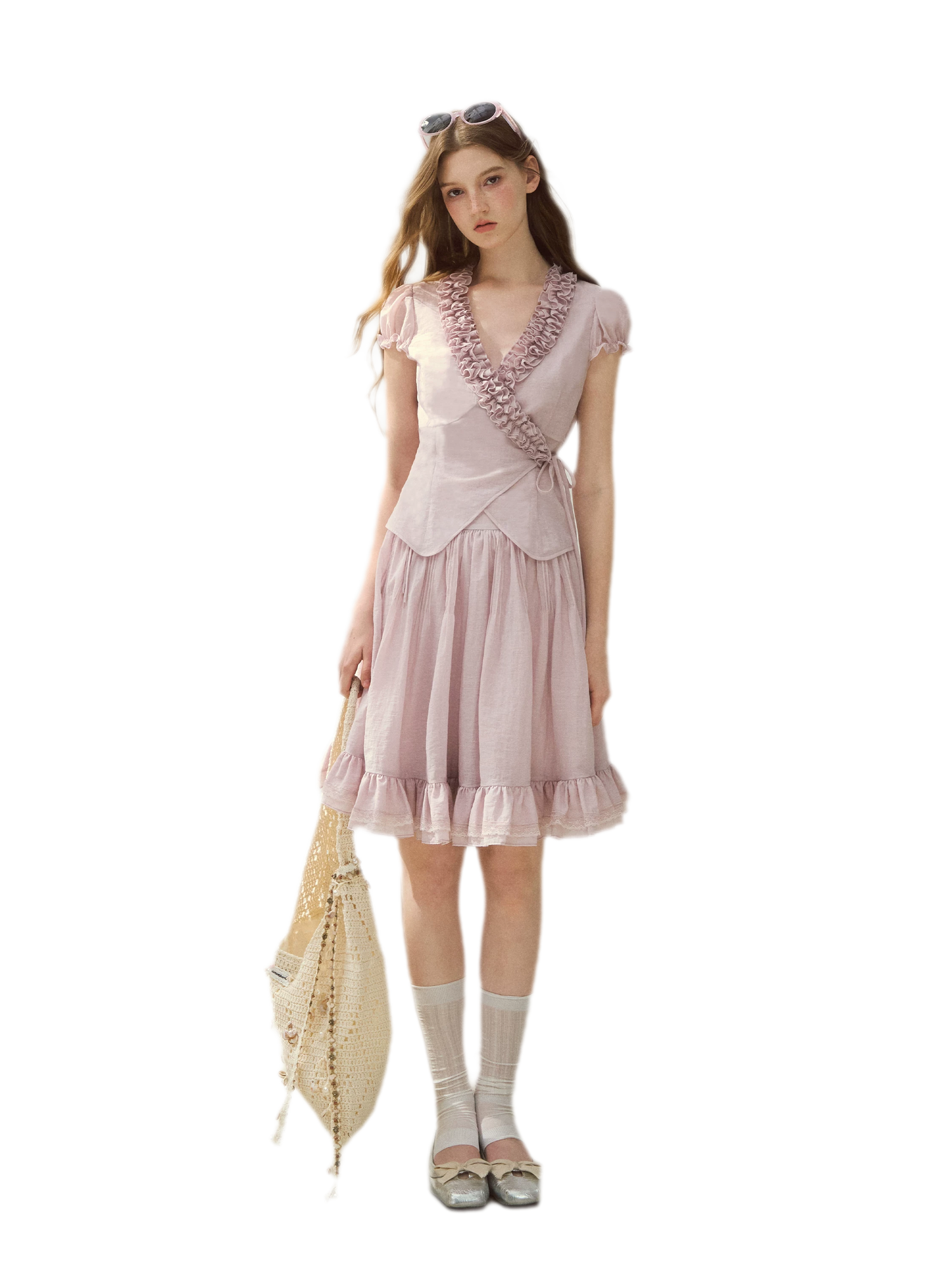 Ruffled Blouse Skirt Set