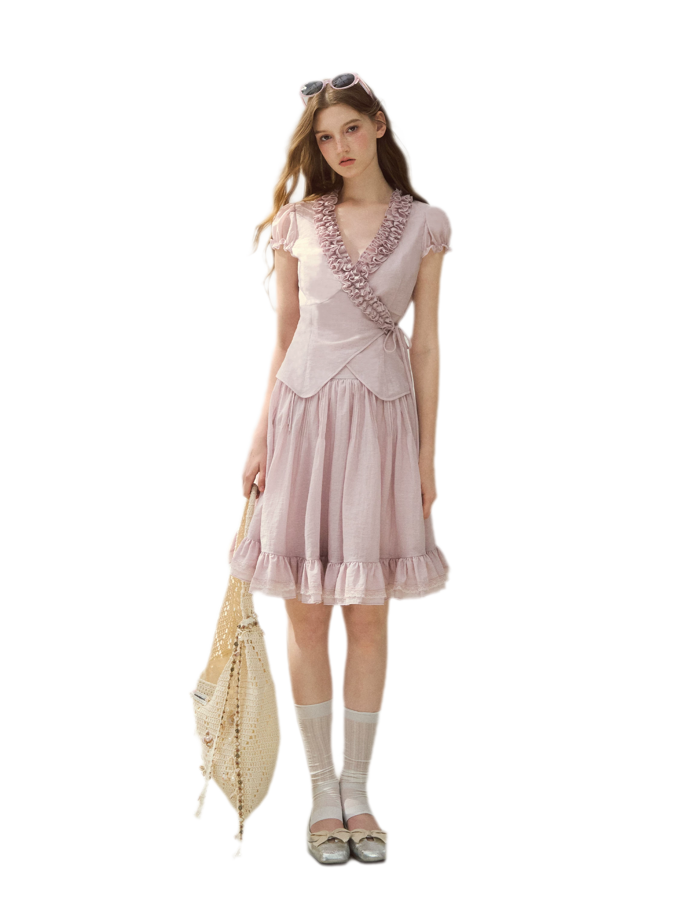 Ruffled Blouse Skirt Set