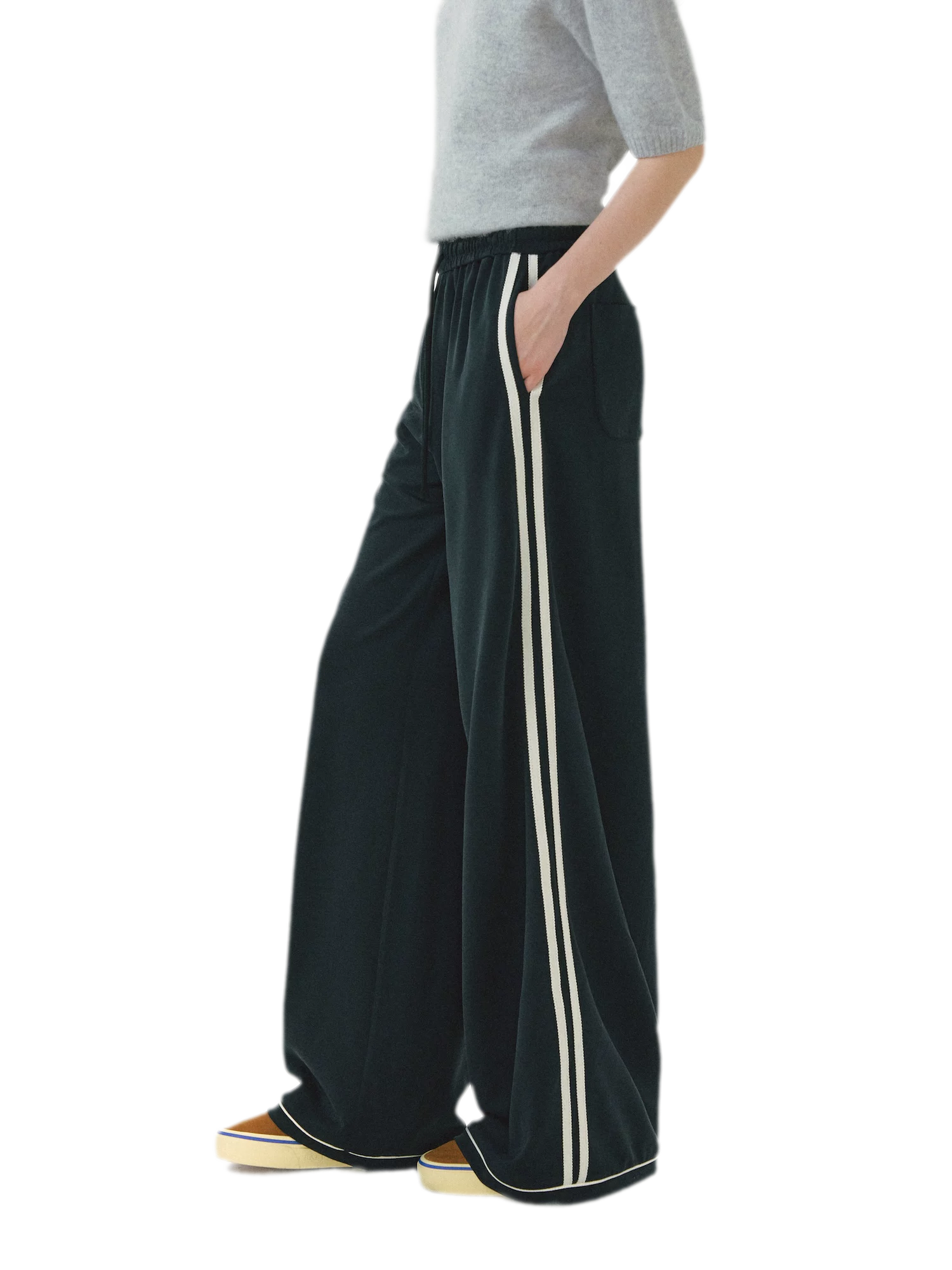 Contrast Stripe Wide-Leg Pants