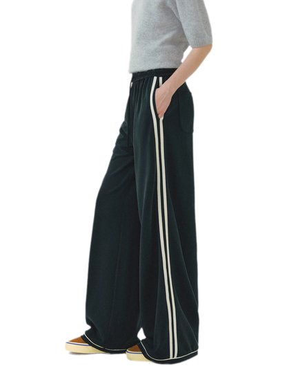 Contrast Stripe Wide-Leg Pants