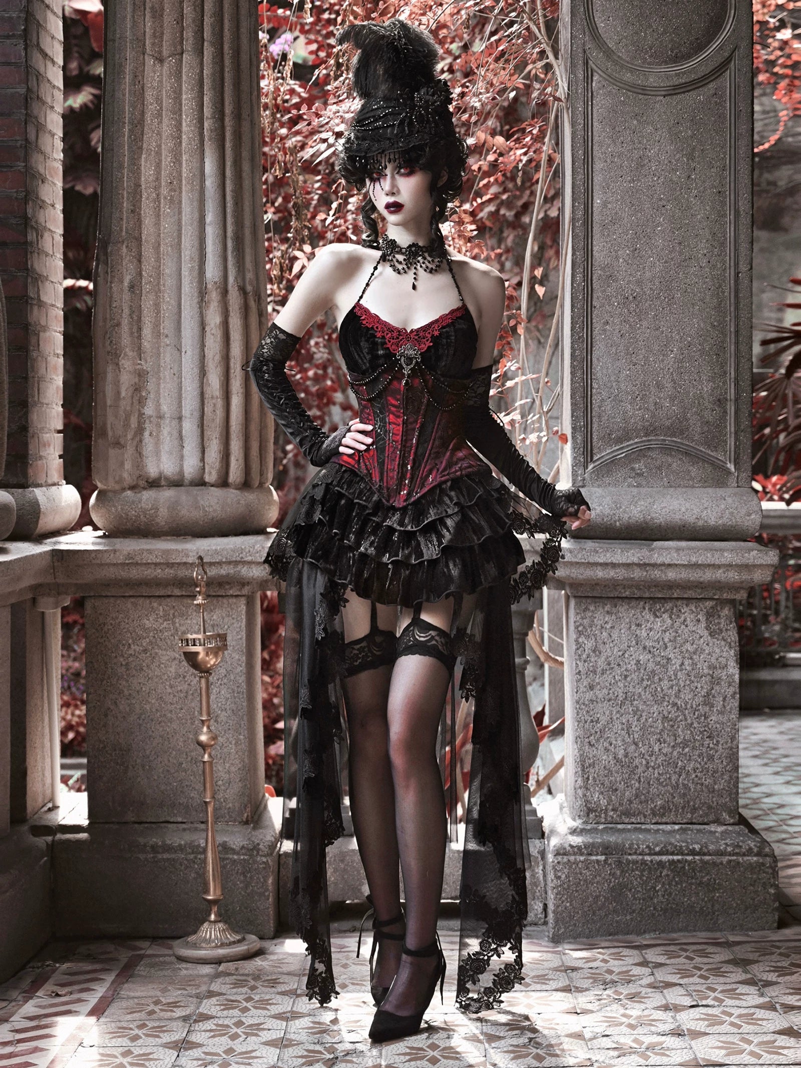 Beaded Velvet Gothic Corset Dress