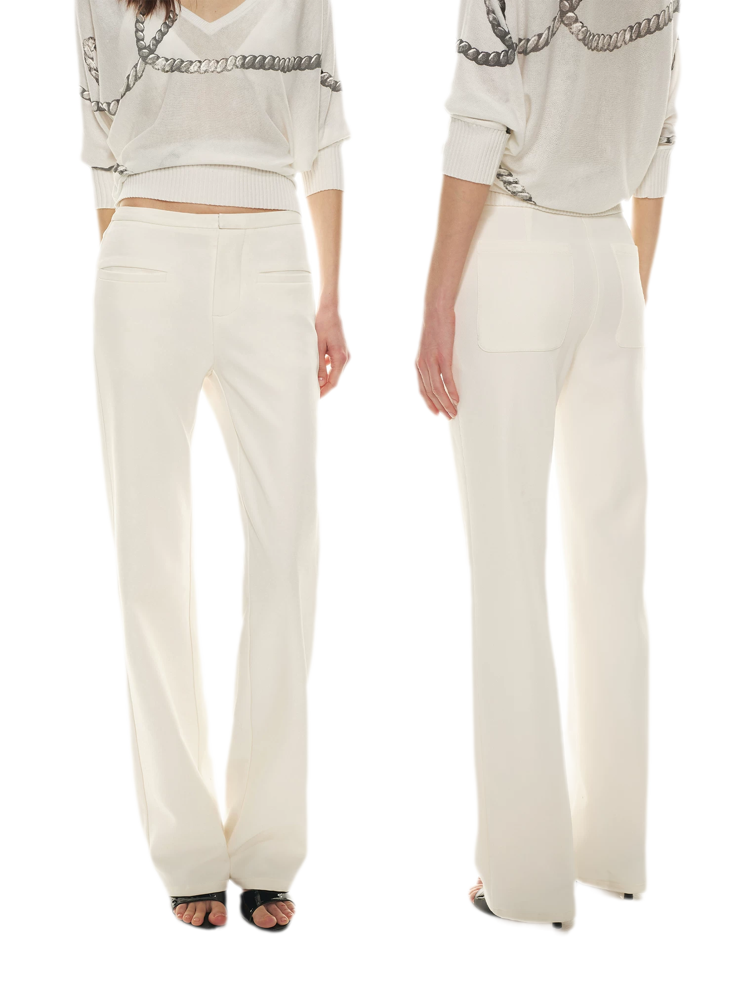 Classic Off-White Slim Straight Trousers
