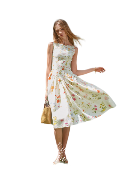 Robe de vacances fleurie peinte à la main