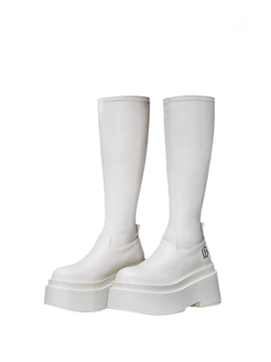 Stretch Platform Knee-High Boots