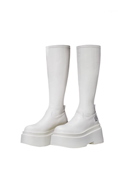 Stretch Platform Knee-High Boots