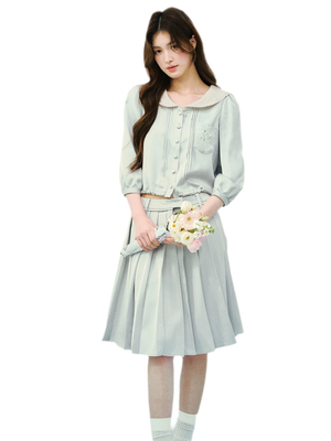 Mint Chronicle Navy Collar Embroidered Set