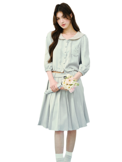 Mint Chronicle Navy Collar Embroidered Set