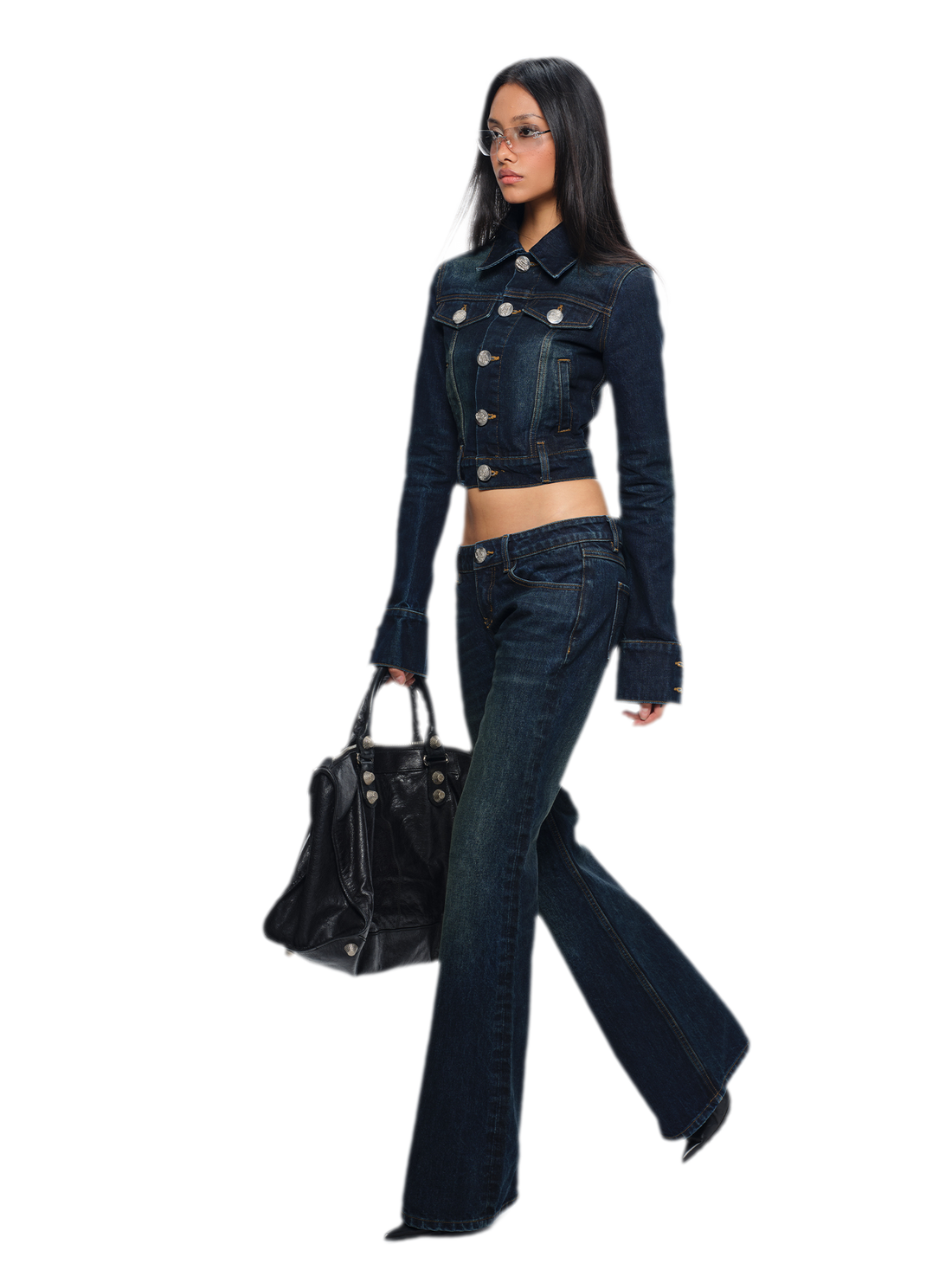 Embroidered Low-Rise Flared Jeans