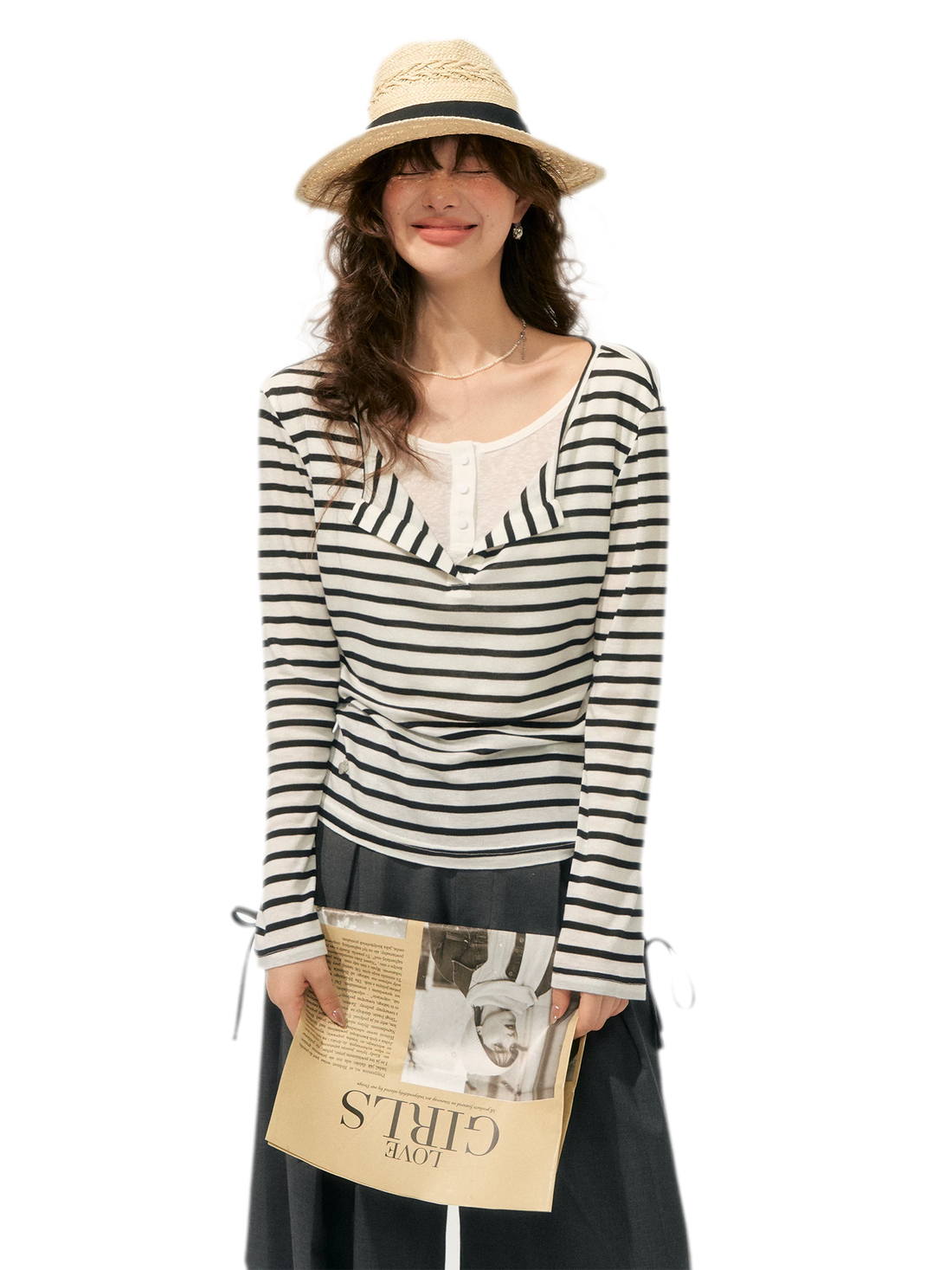 Layered Striped Knit T-Shirt