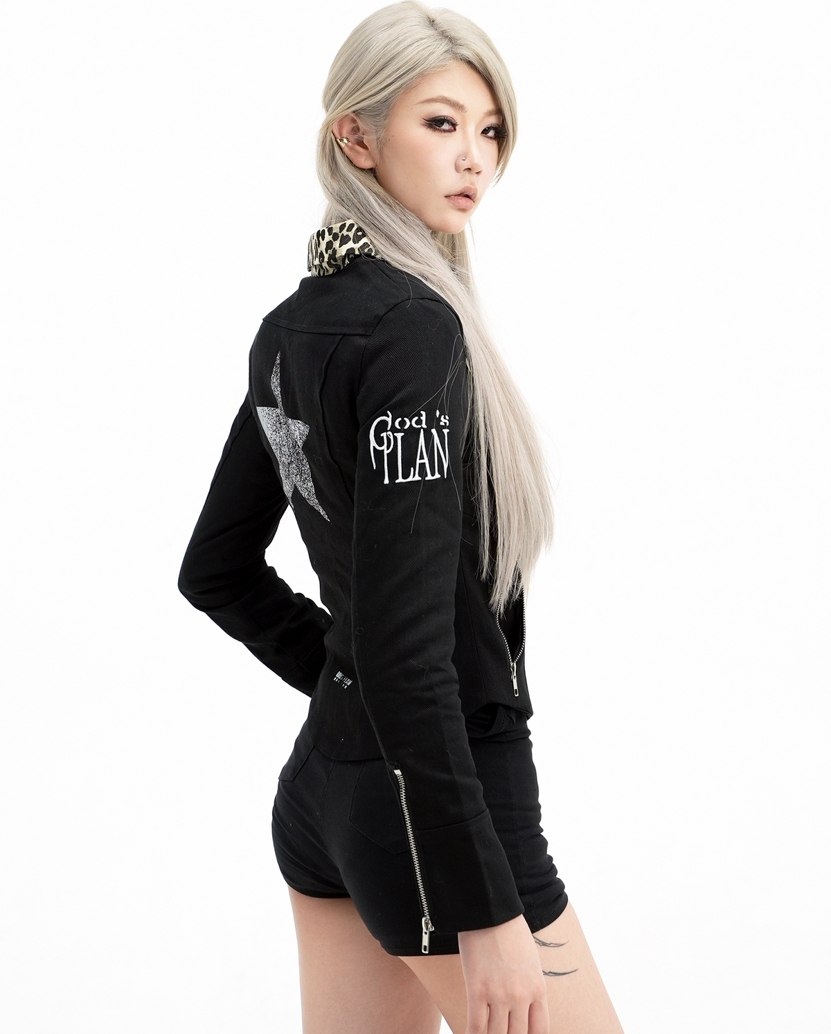 Leopard Collar Fitted Jacket
