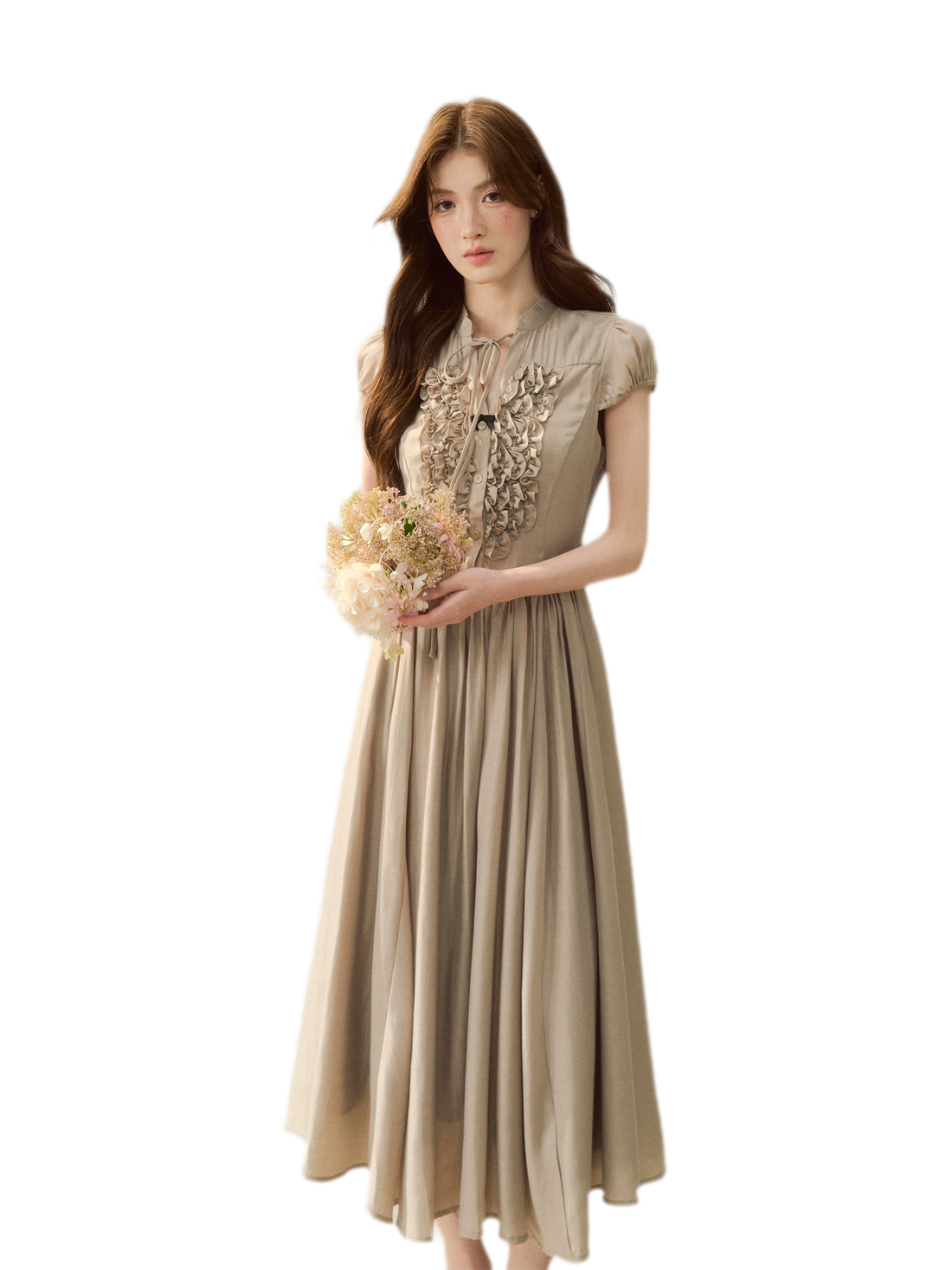 Ruffle V-Neck Maxi Dress