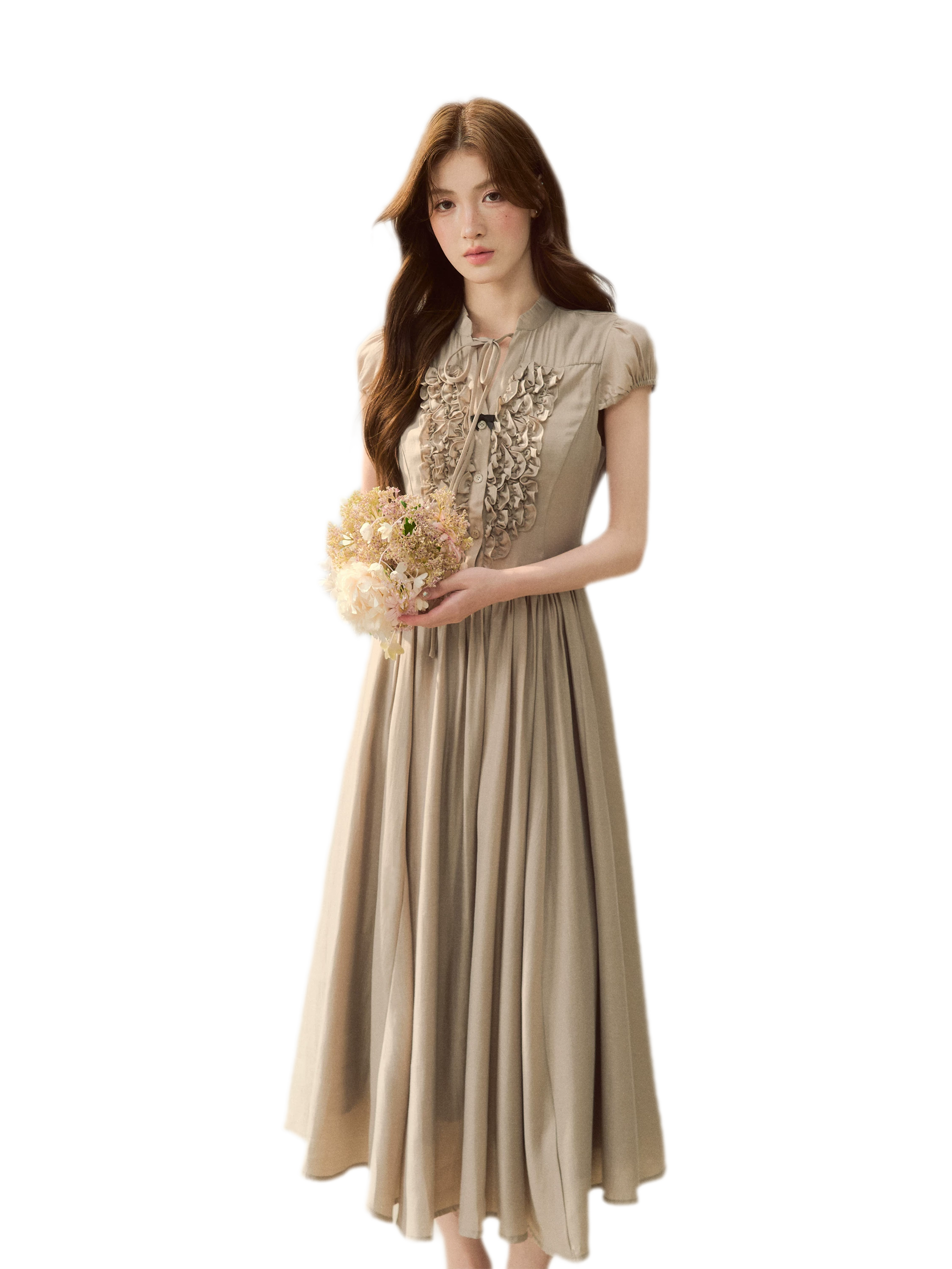 Ruffle V-Neck Maxi Dress