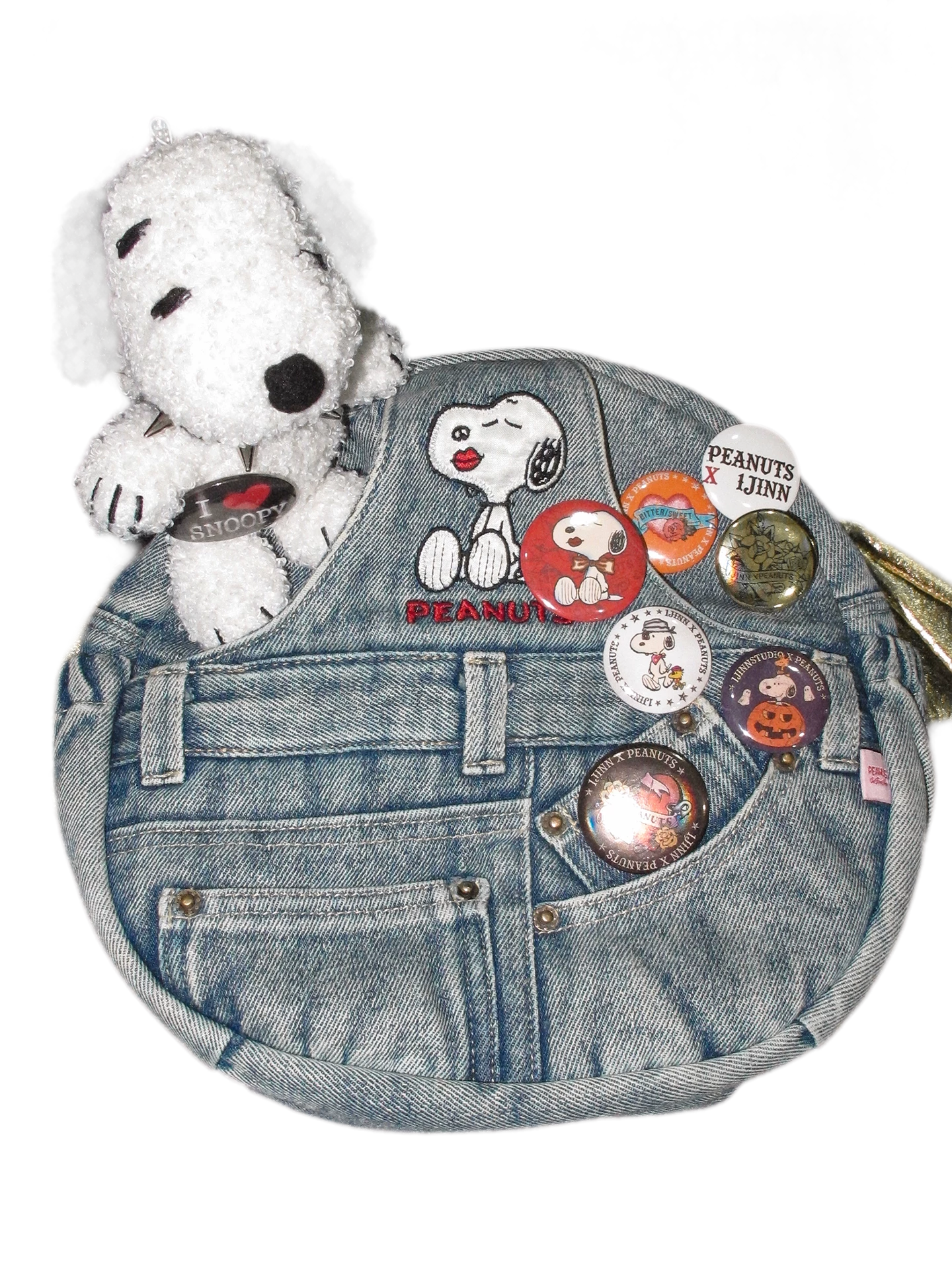Washed Denim Embroidered Backpack