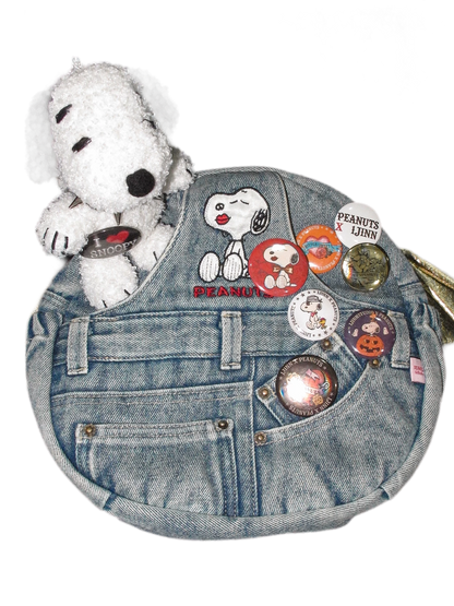 Washed Denim Embroidered Backpack