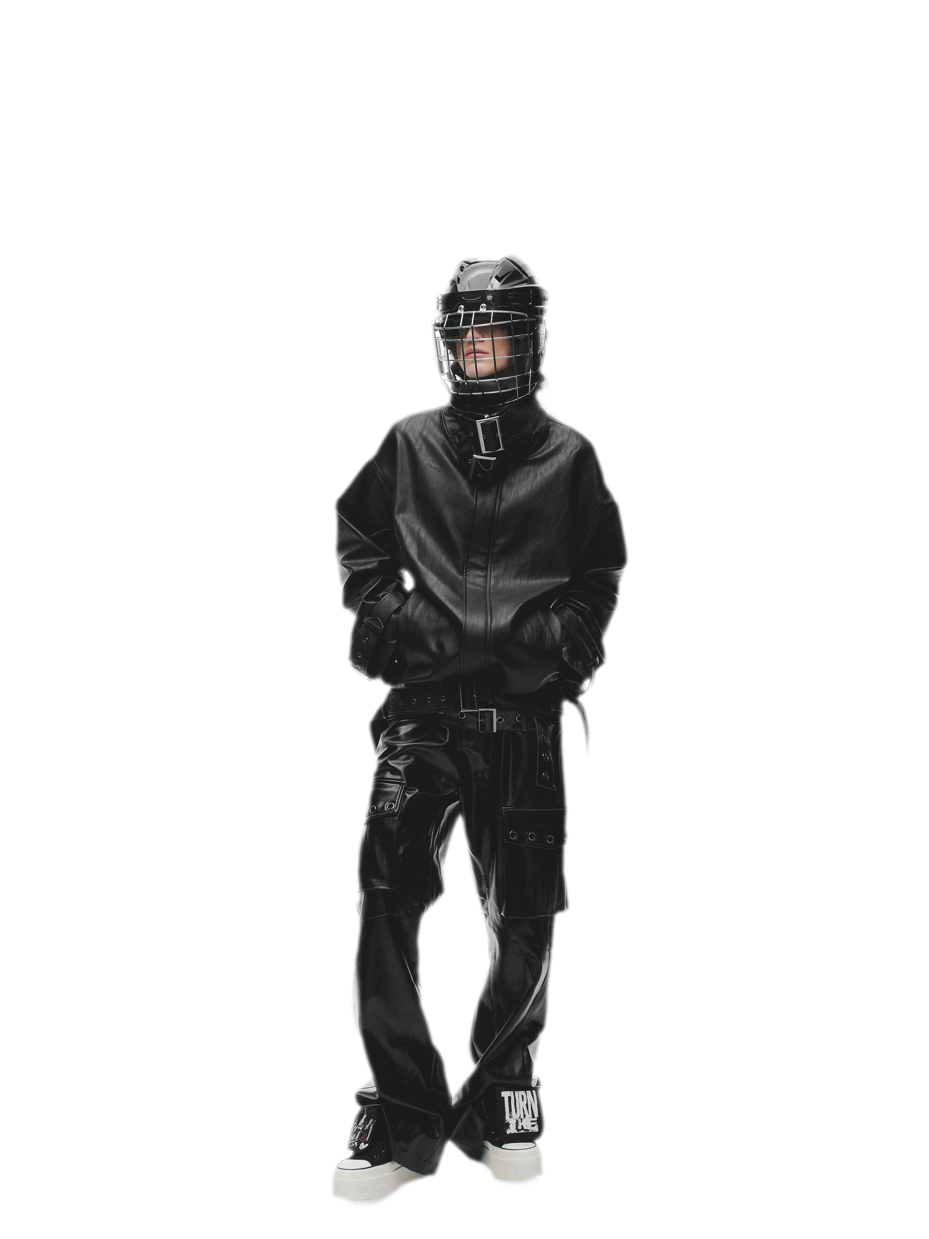 Synthetic Leather Stand-Collar Jacket