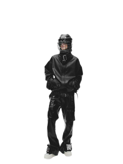 Synthetic Leather Stand-Collar Jacket