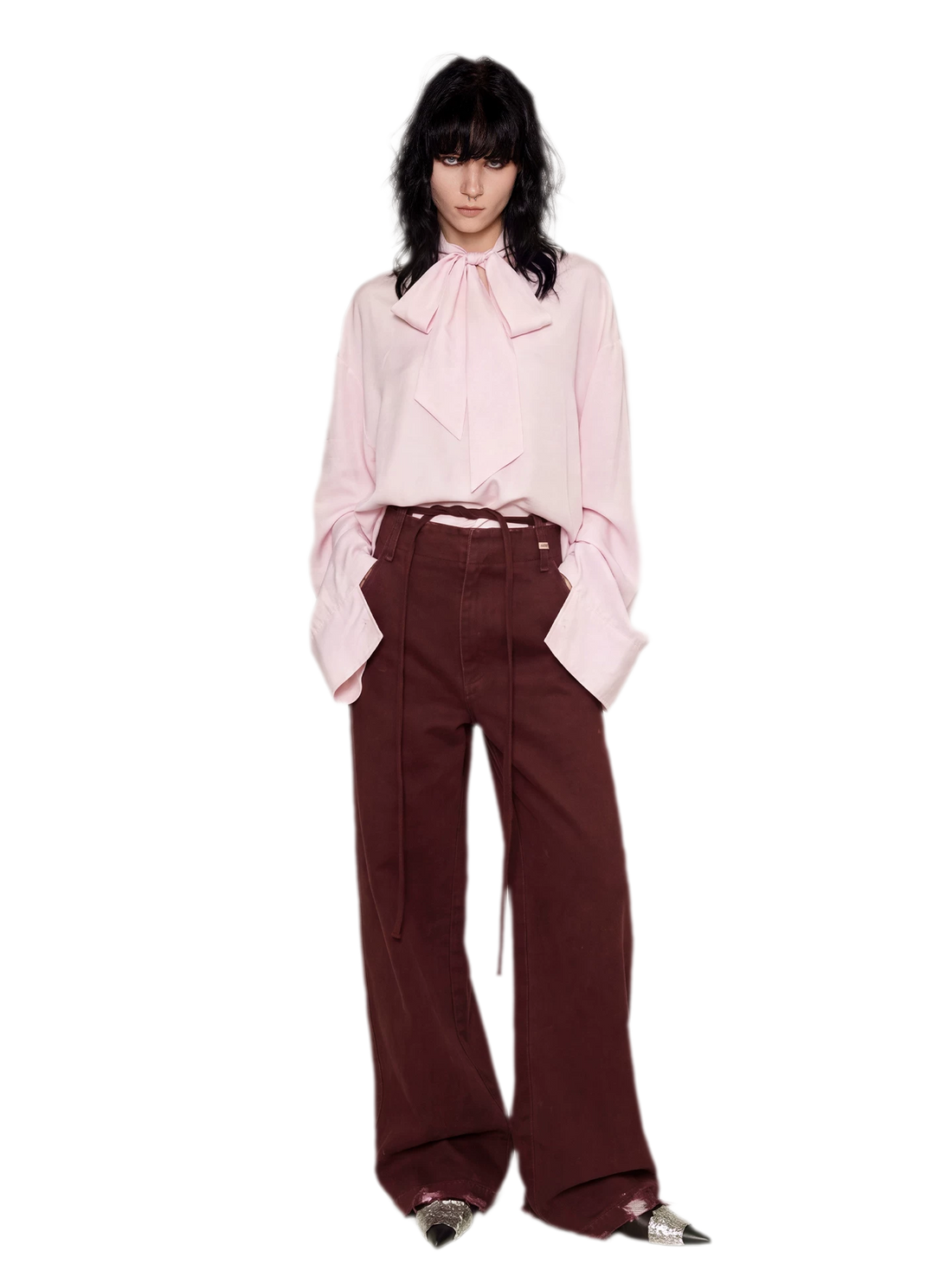 Textured Tie-Front Tencel Shirt
