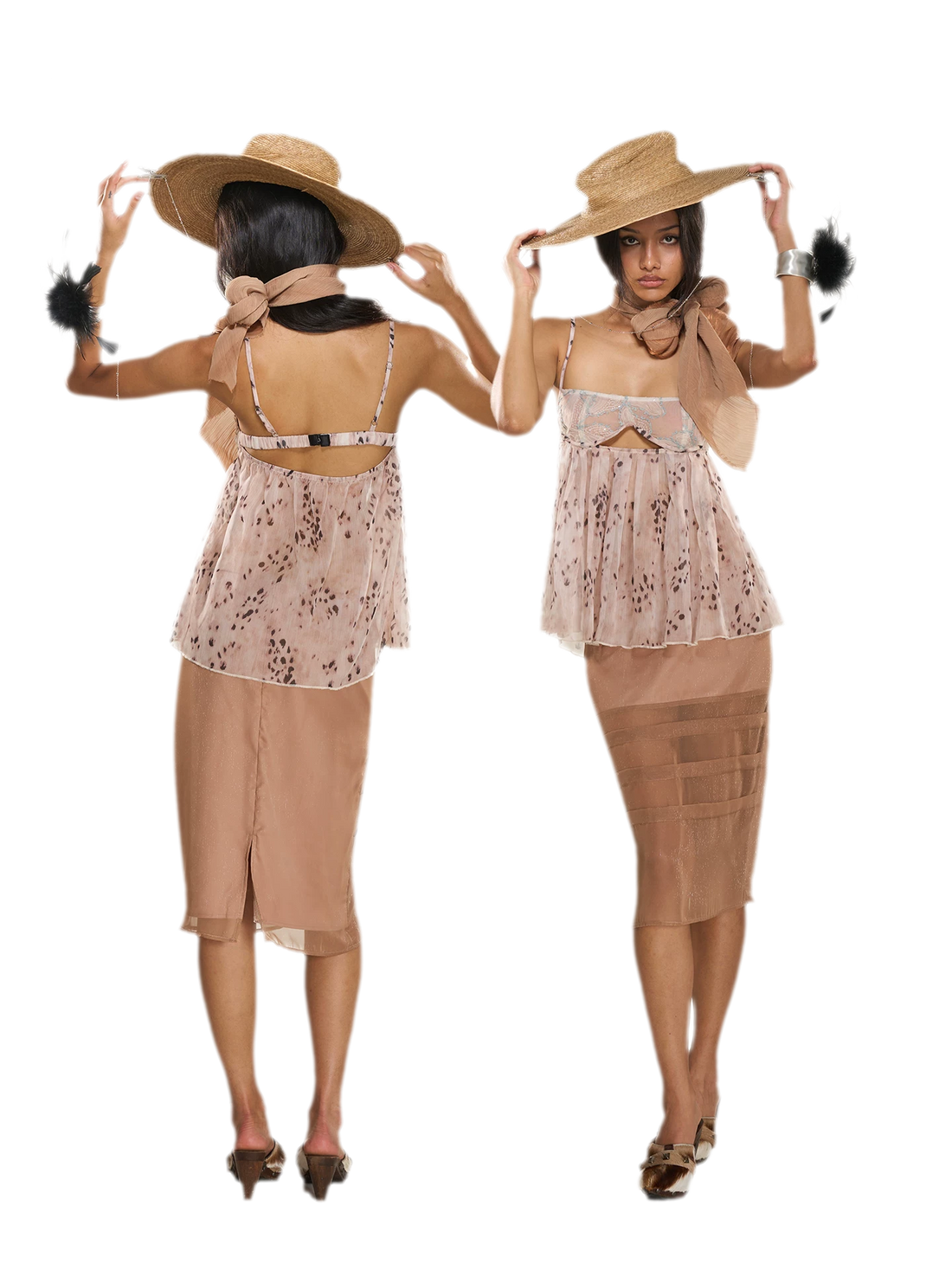 Embroidered Open-Back Chiffon Top