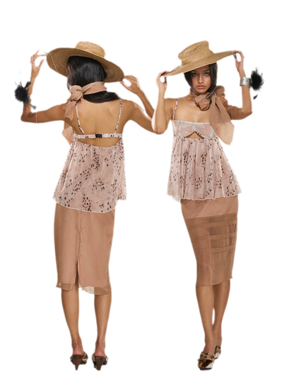 Embroidered Open-Back Chiffon Top