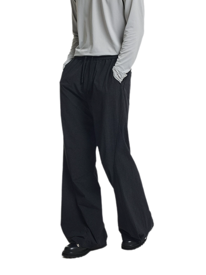 Shiny Panel Wide-Leg Nylon Pants