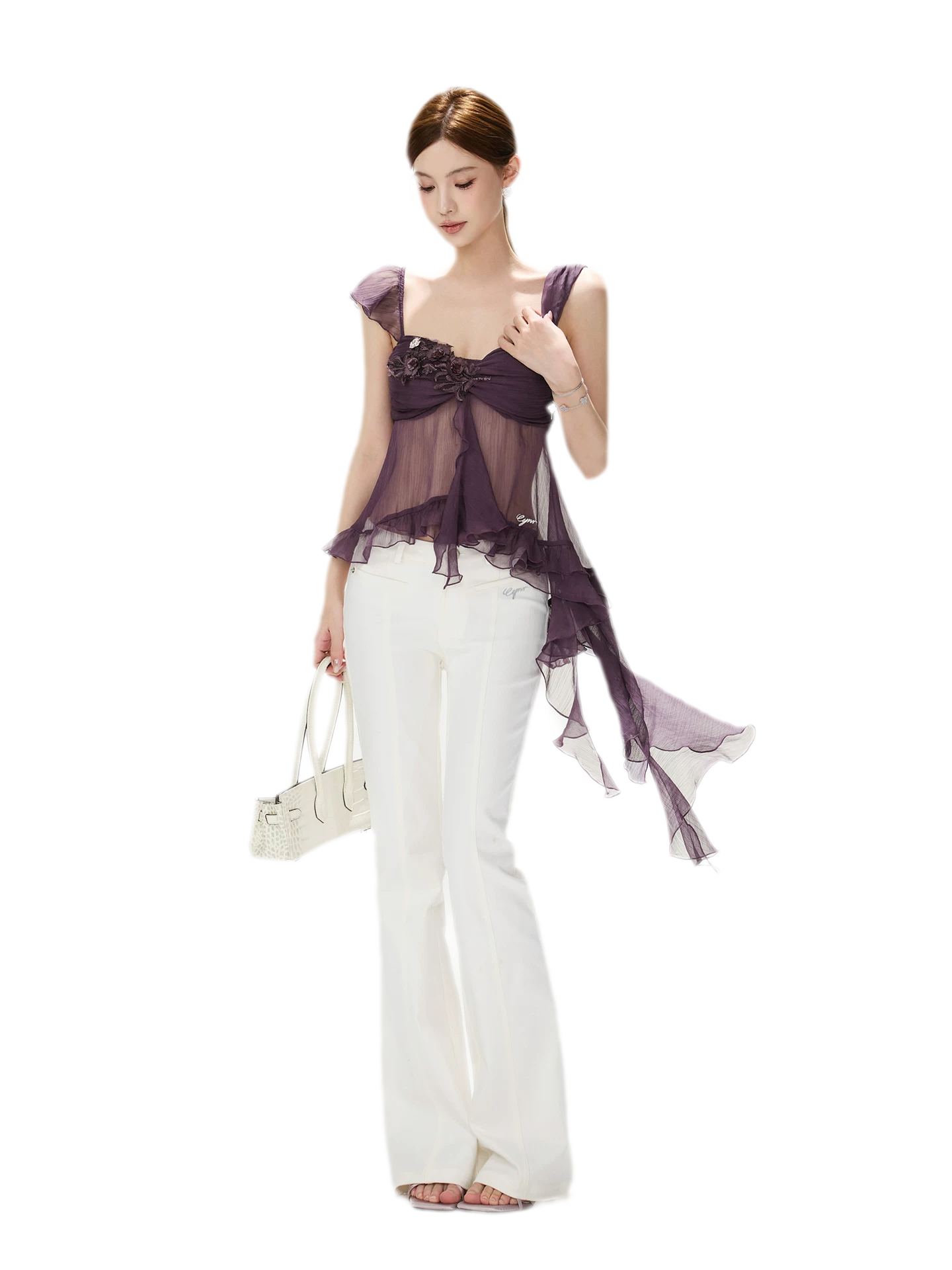 CYNR Misty Chiffon Ruffle Cami – view 3